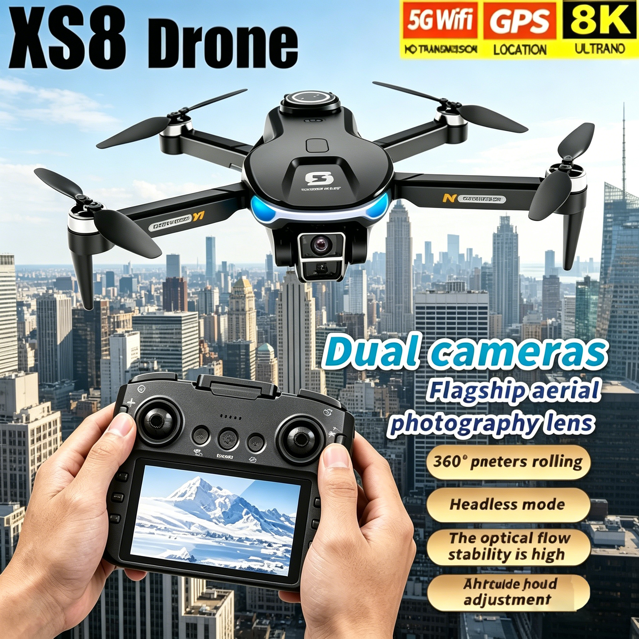 Drone E88Pro Rc 4K - HD 8K Professional GPS Drone with