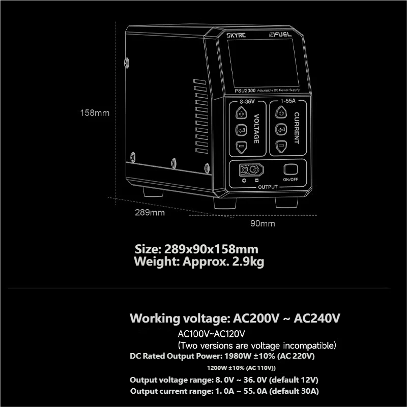 SKYRC PSU2000 1980W Adjustable - Drone With Rc recensie en prijs