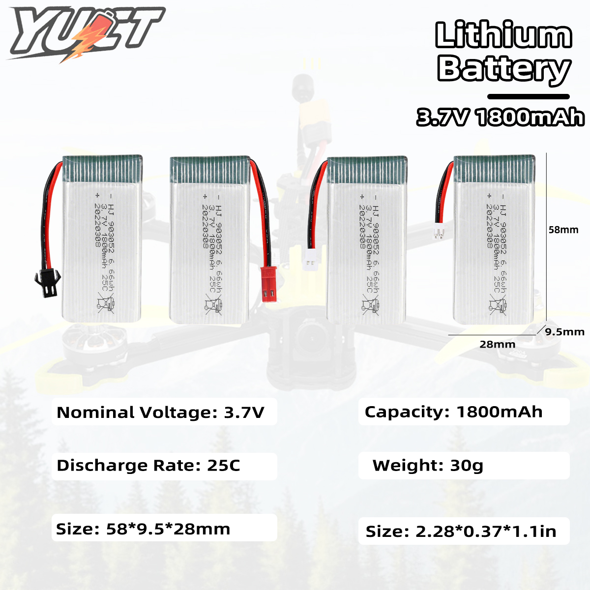 YUCT 3.7V 1800mAh 25C High-Rat - Drone Rc Accessories recensie en prijs